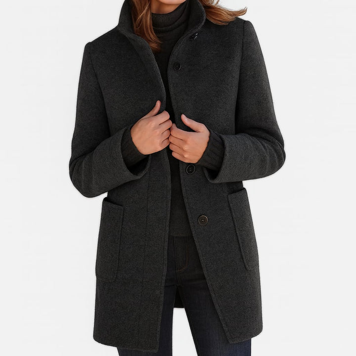 Camila coat styled over a dress for a polished, put-together outfit