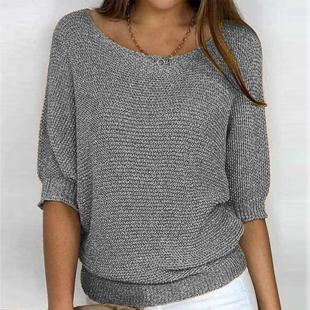 Close-up detail of the Carla comfort sweater fabric highlighting its featherlight, itch-free knit construction