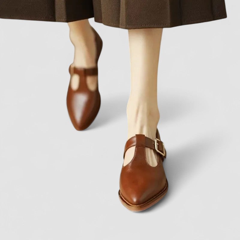 Close-up of the Carmen shoe upper showing soft flexible material and smooth refined finish