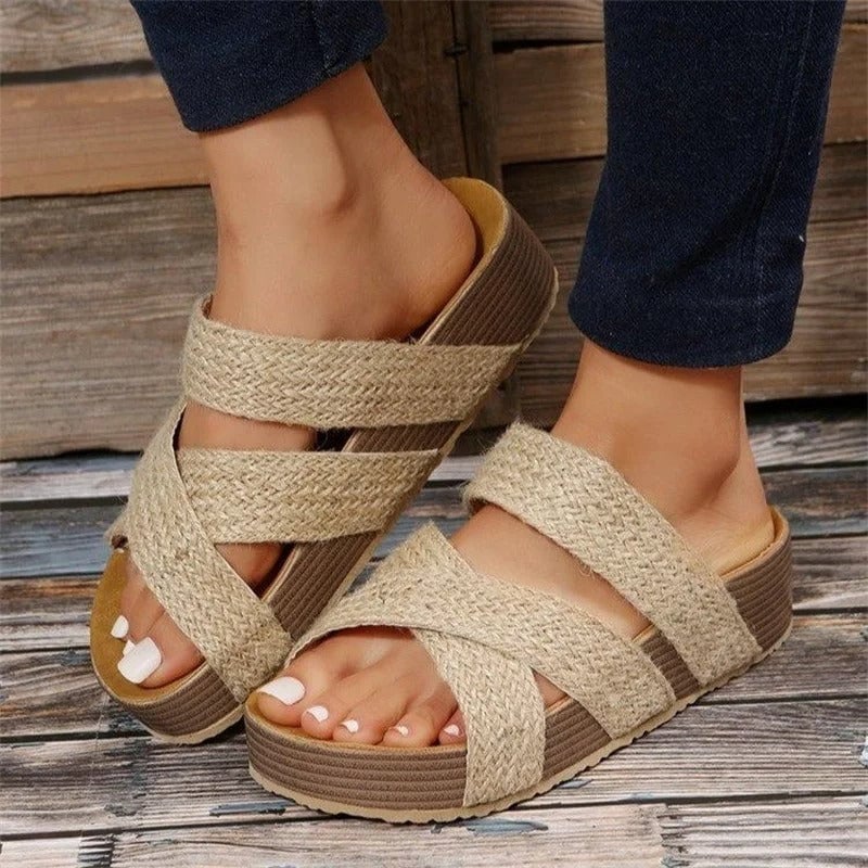 Carmen women's sandals in snake print colorway styled with a casual summer outfit