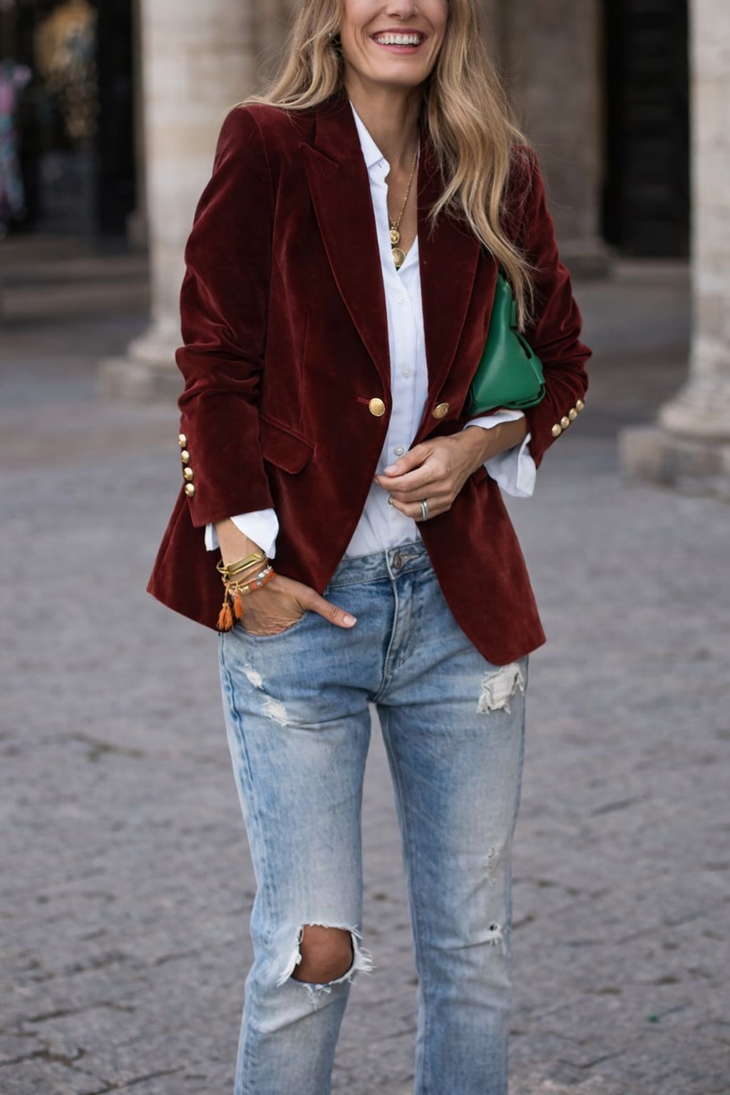 Florimay velvet blazer in red — a luxurious statement piece for the season