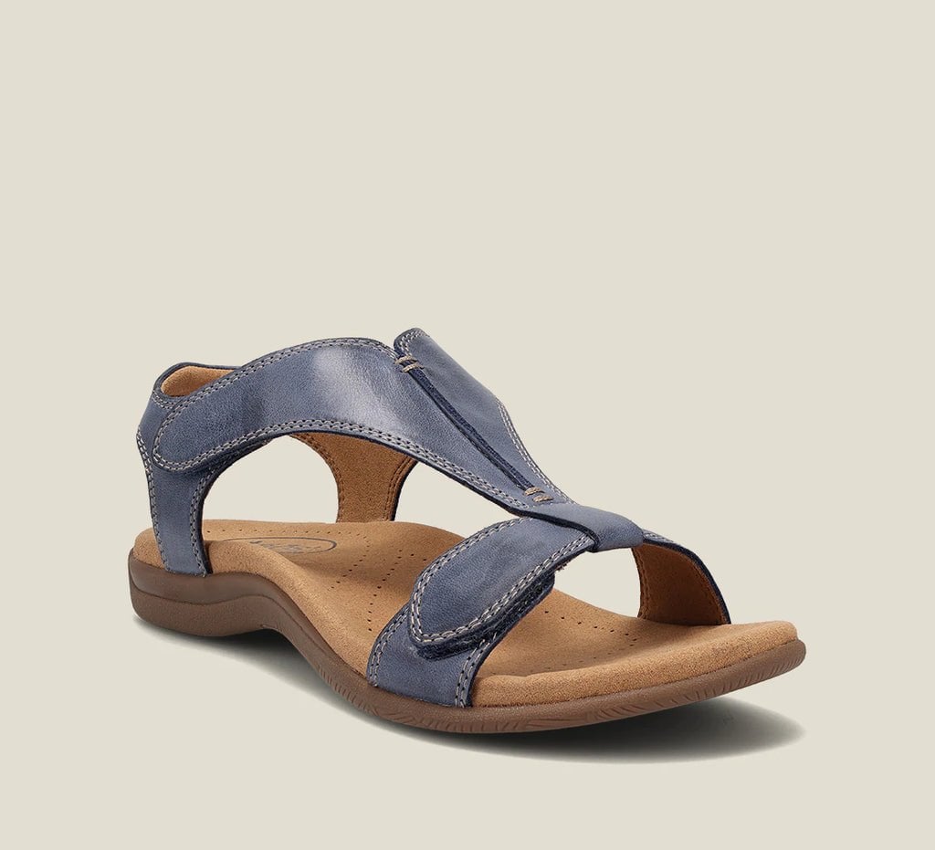 Carolyn sandal in grey showing ventilation channels and moisture-wicking footbed lining