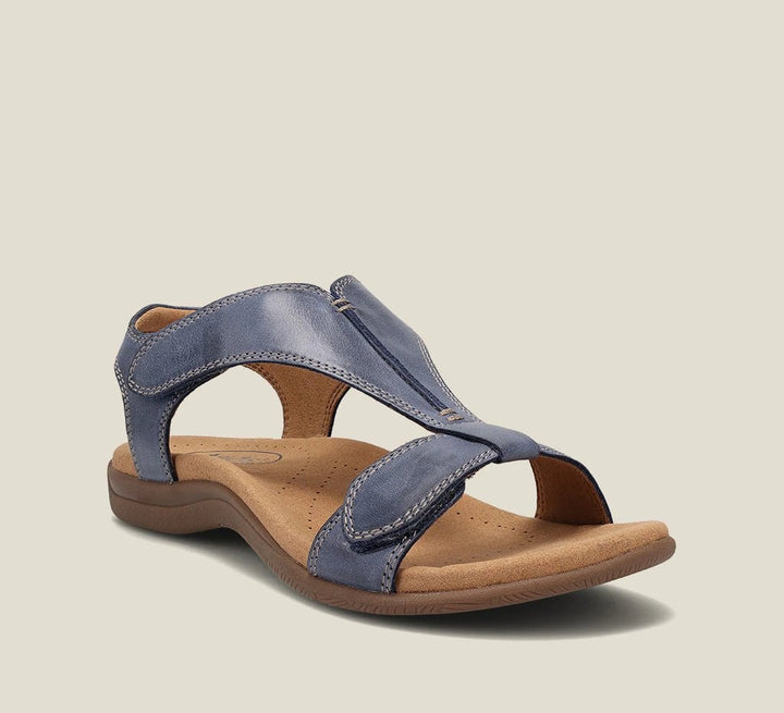 Carolyn sandal in grey showing ventilation channels and moisture-wicking footbed lining
