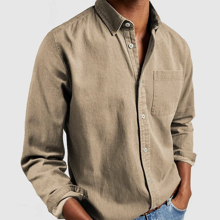 Close-up of military shirt fabric texture showing breathable soft material