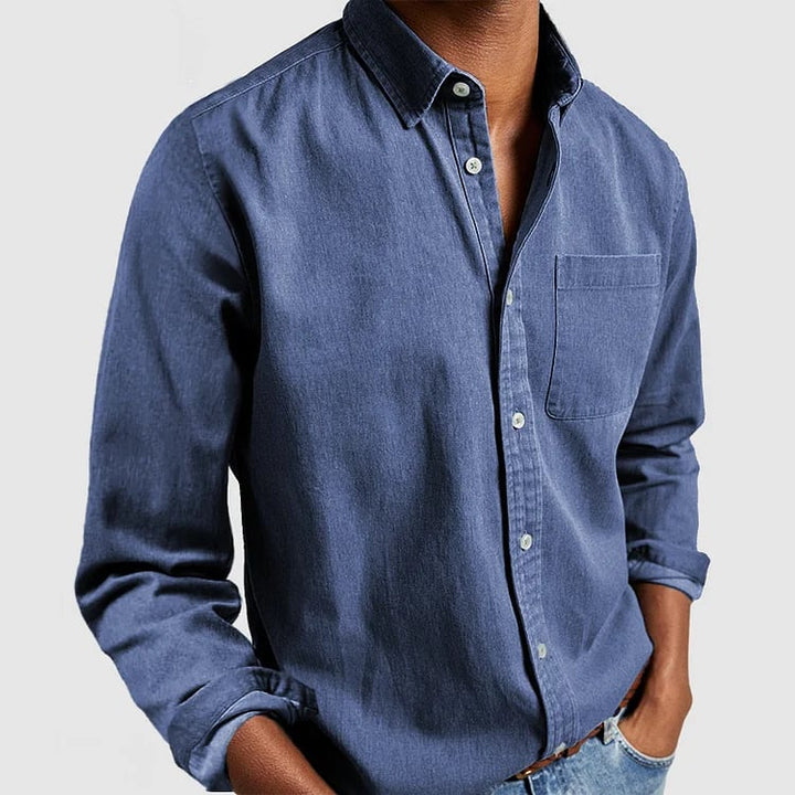 Military shirt styled with jeans in a casual everyday look
