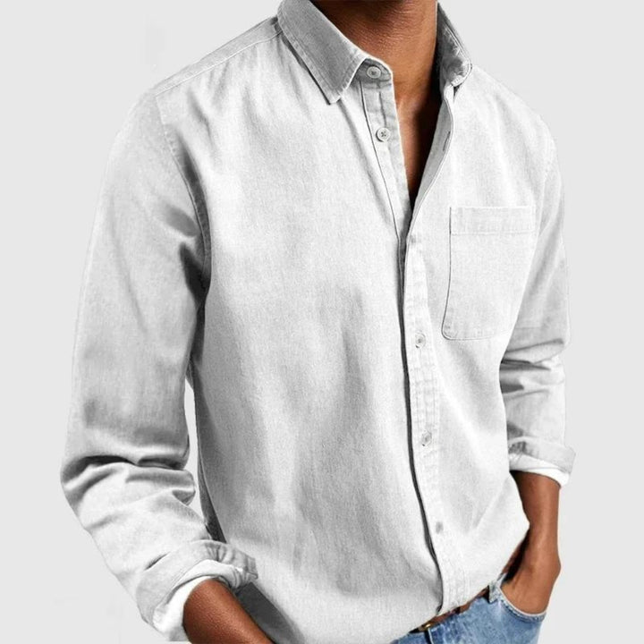 Military shirt in green styled with neutral trousers