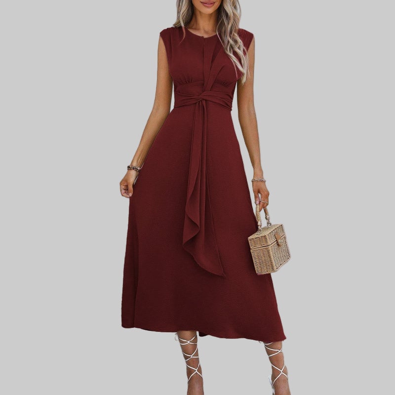 Celeste midi dress styled with strappy heeled sandals for a summer occasion look