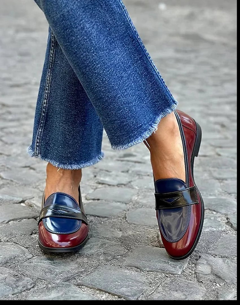Charlee classic loafers in bordeaux with a sleek polished silhouette and cushioned insole, shown from a front angle
