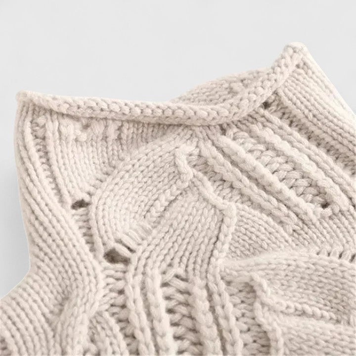 Charlotte elegant sweater in beige styled with trousers for a polished look