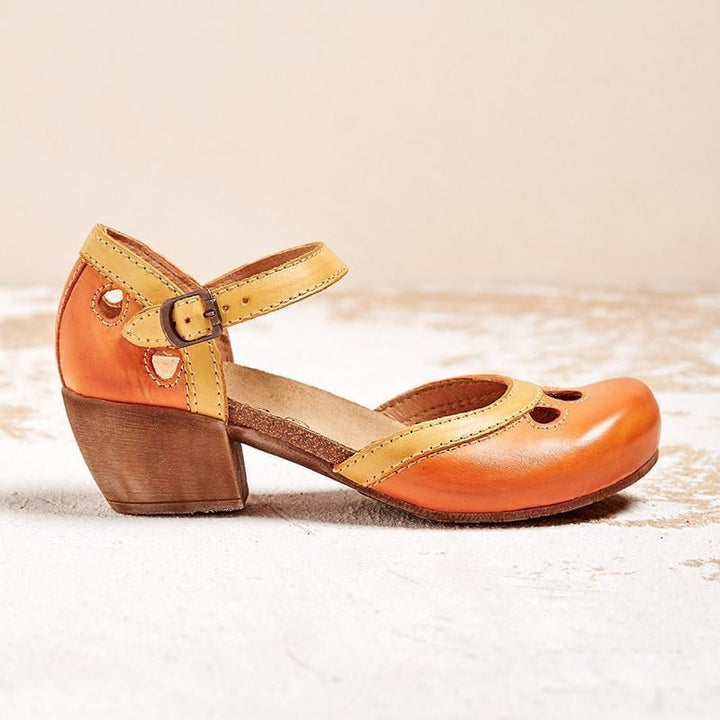 Charlotte women's orthopedic sandals in all four colors — blue, orange, red, and green — laid flat