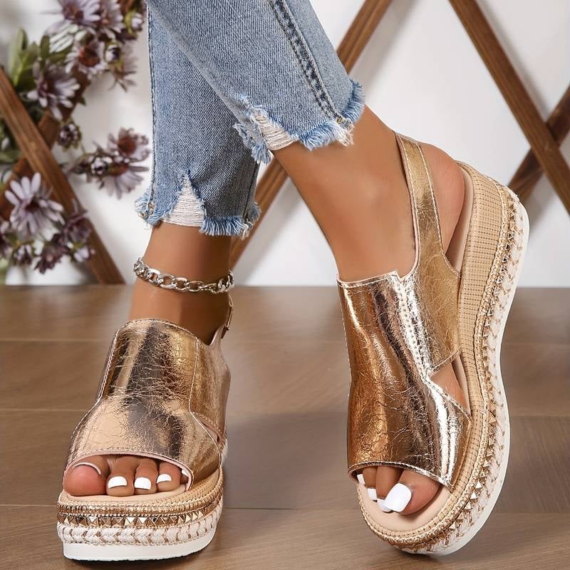 Close-up of contoured non-slip orthopedic sole on Cheryl sandals