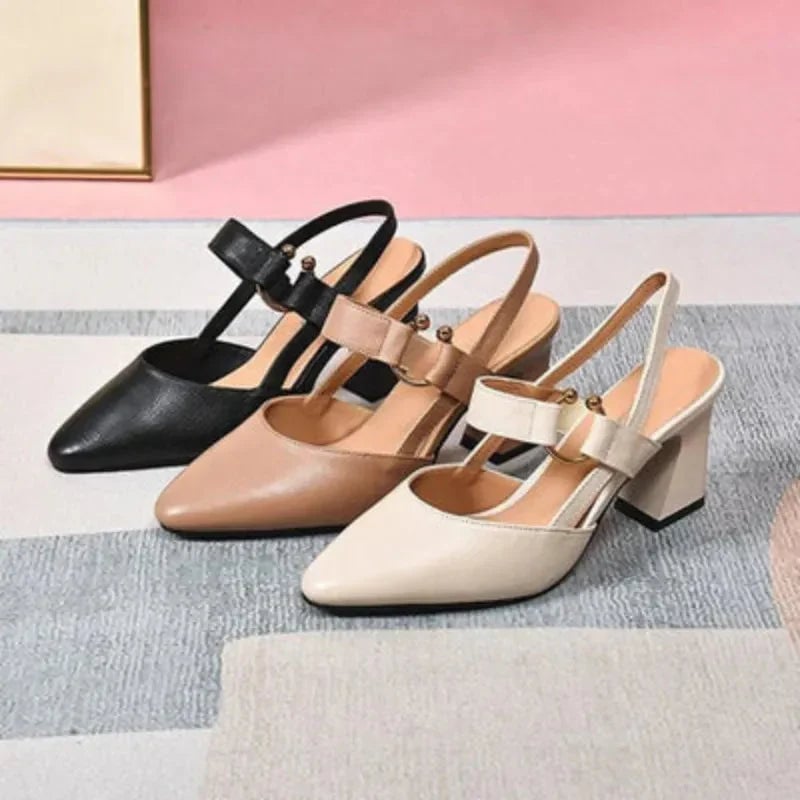 Christina orthopedic comfort heels in all three colors: black, beige, and apricot