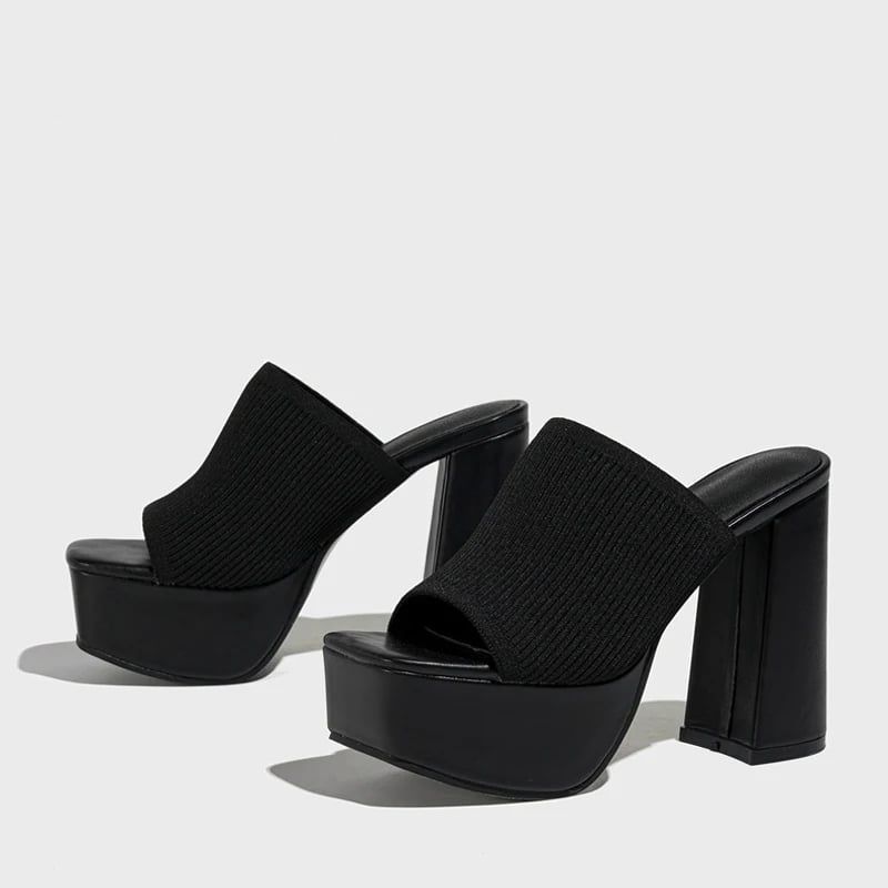 Cinnamon platform sandals in lime green styled with a casual summer outfit, front angle