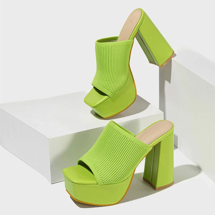 Cinnamon women's platform sandals in blue displayed on a clean white background