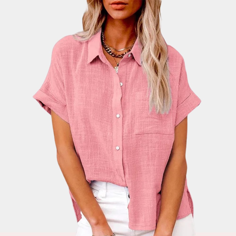 Claudia lightweight button-front shirt in a relaxed fit, shown from the front
