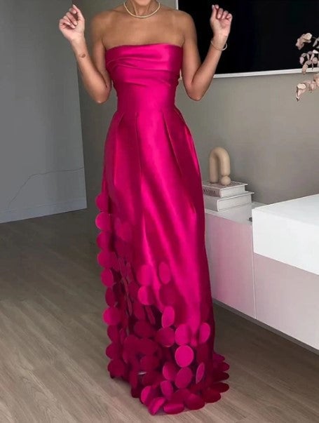 Front view of the Clementine women's wedding guest dress showing its elegant silhouette and occasion-ready styling