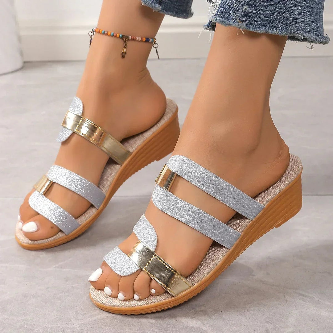 Clementine slip-on sandals in Wine Red displayed flat on a neutral background