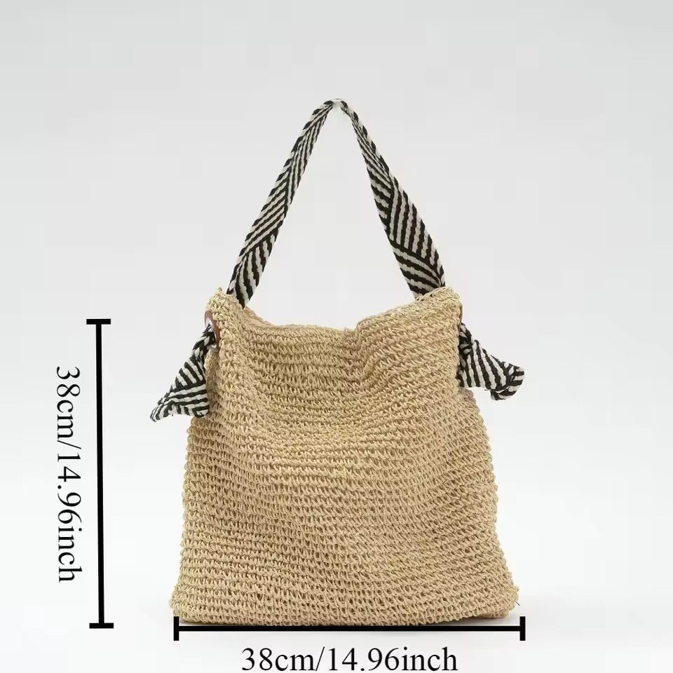Warm brown and natural beige boho shoulder bags side by side showing both color options