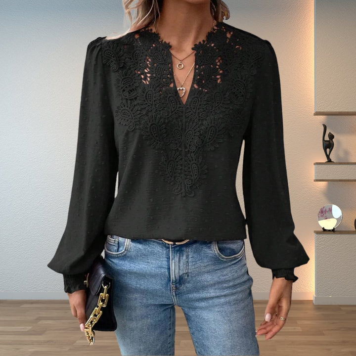 Colette lightweight blouse in green paired with jeans for a casual everyday outfit