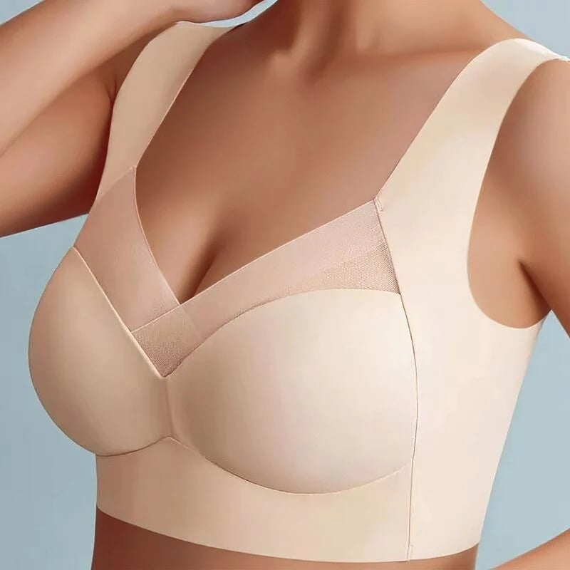 Size range chart graphic for seamless bra showing S through 3XL fit guide