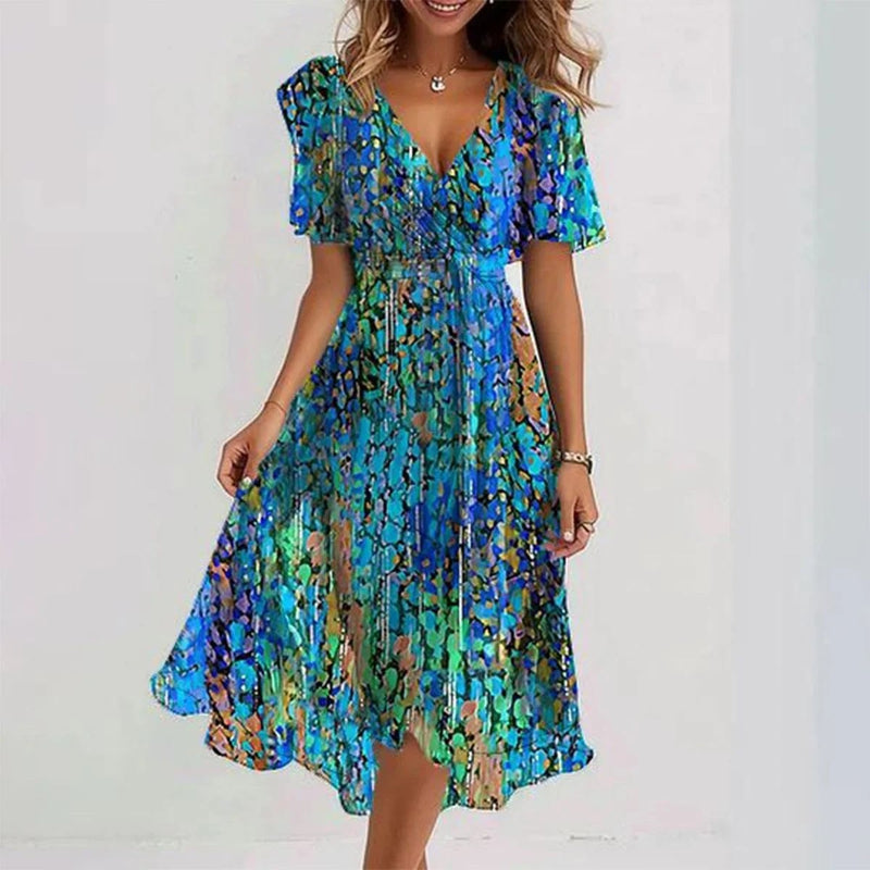 Close-up of the Connie summer dress fabric showing lightweight breathable texture and feminine cut