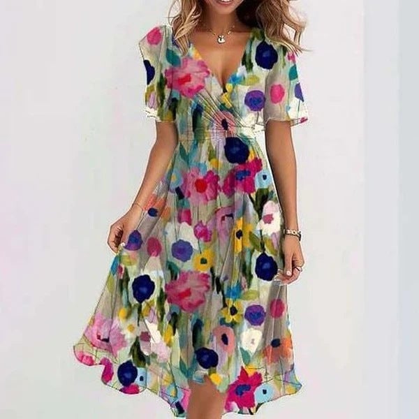 Connie summer dress styled with sandals for a casual beach-ready look