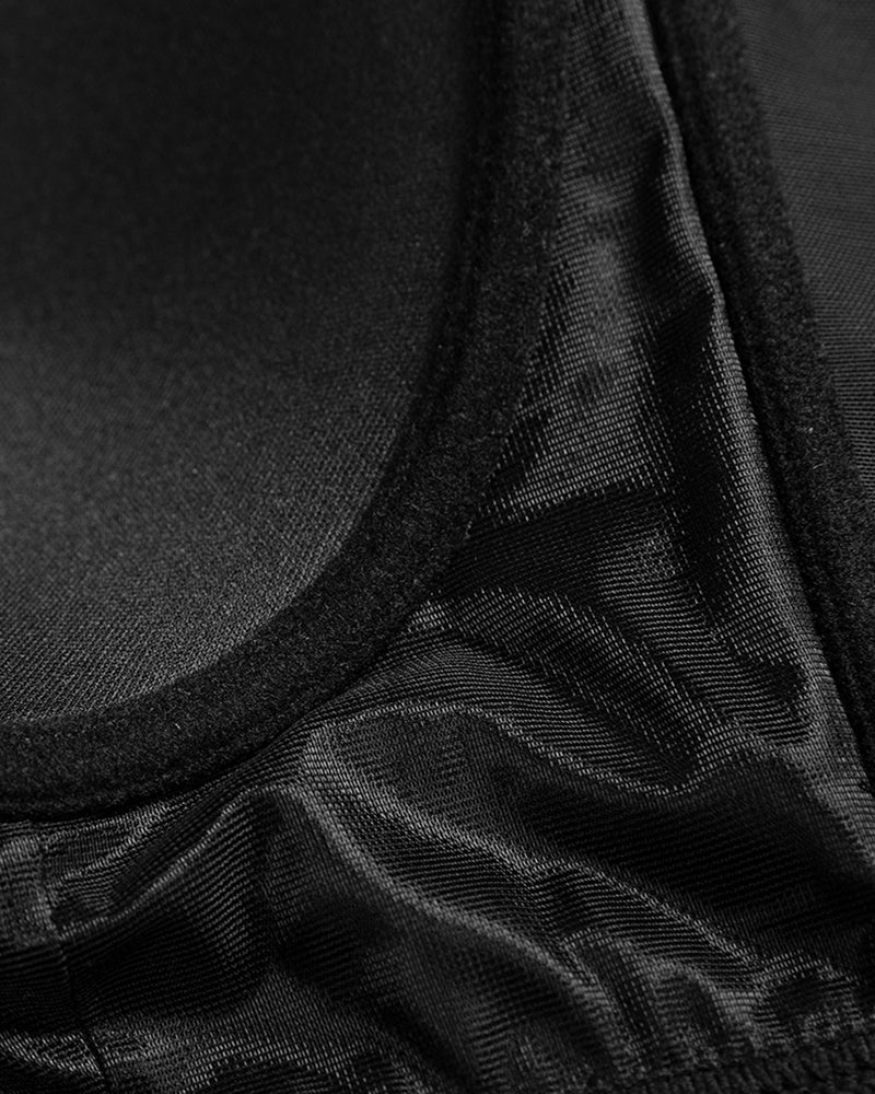 Flat lay of ContourFit longline push-up bra in nude showing full band and cup structure