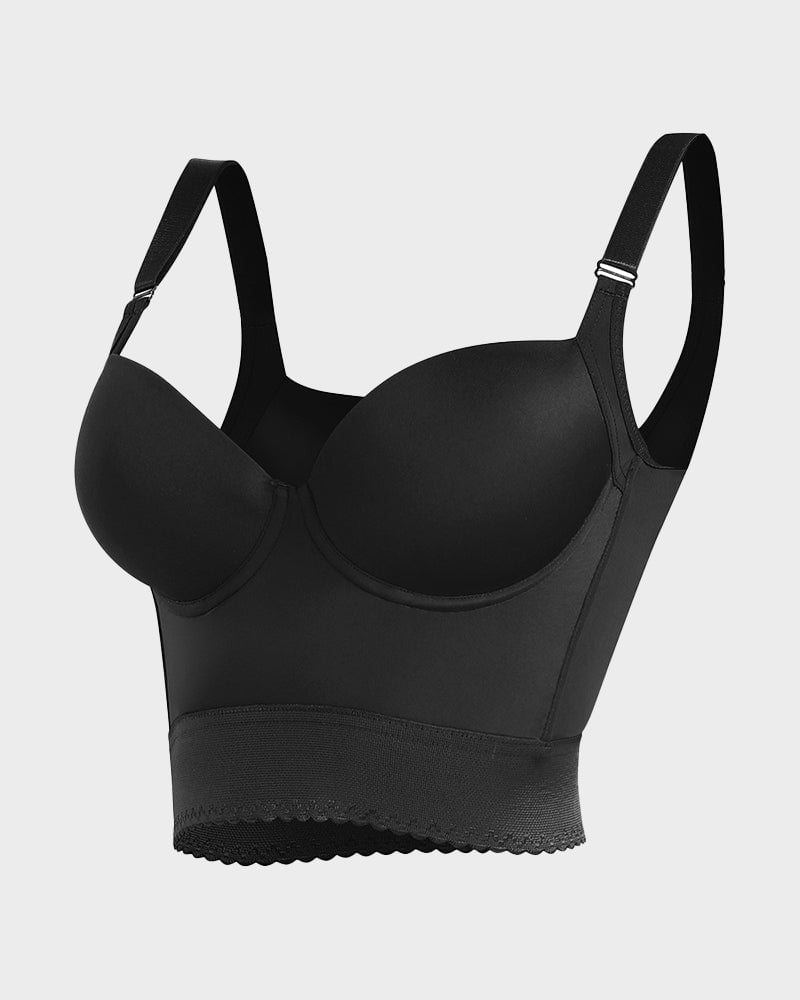 Detail shot of push-up cup interior on ContourFit longline bra showing padding and lift construction