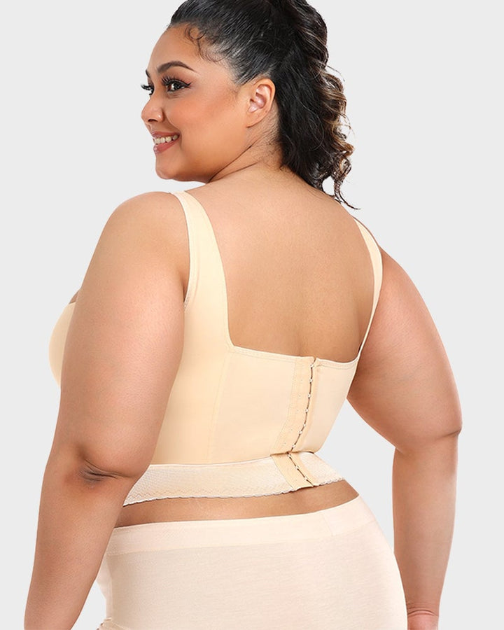ContourFit longline push-up bra in nude showing extended longline band for back smoothing coverage