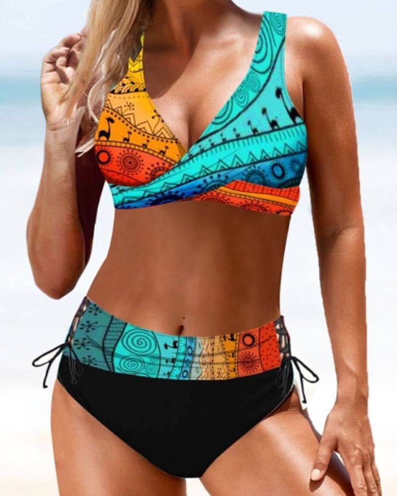 Close-up of the Cordelia bikini set in dark green showing smooth fabric detail