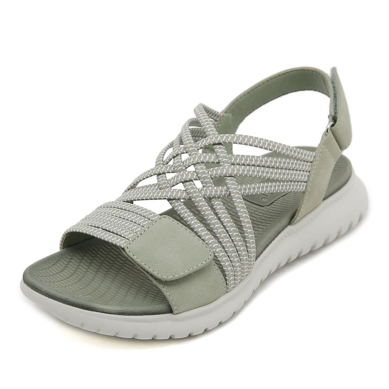 Cosette women's orthopedic adjustable sandals in blue, side view showing strap detail