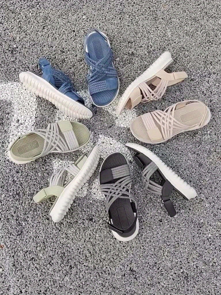 Cosette women's adjustable sandals in all four colors: green, blue, beige, and black