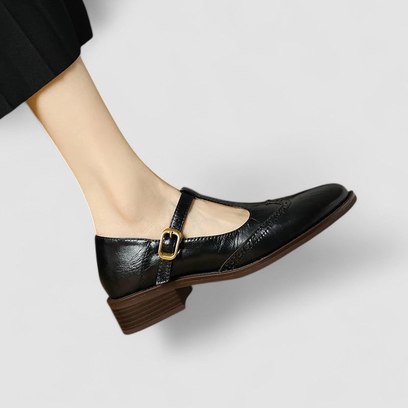 Close-up of the cushioned insole of the Daisy casual Mary Jane shoes