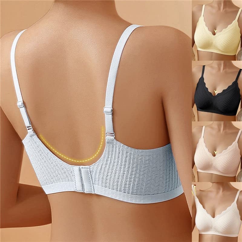 Close-up of seamless wire-free bra fabric highlighting lightweight breathable construction