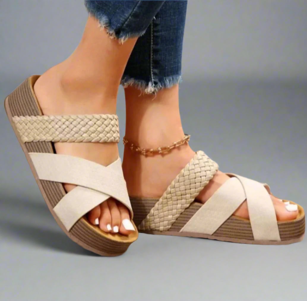 Side profile view of the Dana orthopedic sandal showing cushioned footbed depth