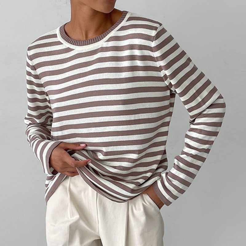 Front view of the Dana striped T-shirt showing classic horizontal stripe pattern in a light, breathable fabric