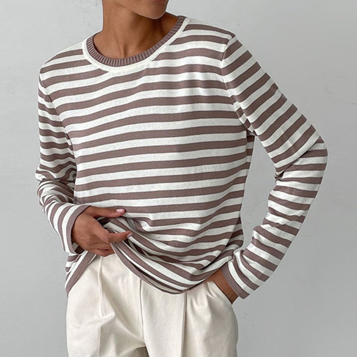 Front view of the Dana striped T-shirt showing classic horizontal stripe pattern in a light, breathable fabric