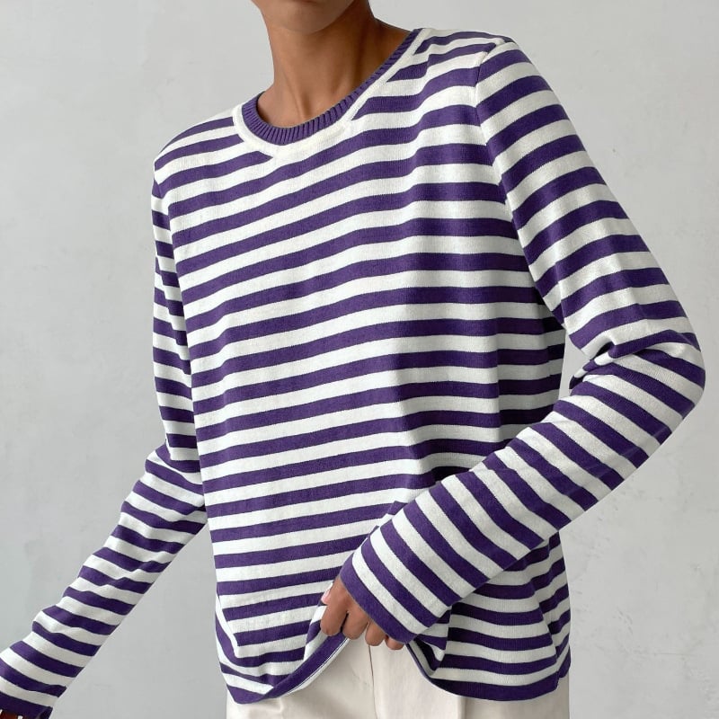 Dana striped T-shirt in green displayed on a model highlighting the timeless stripe design