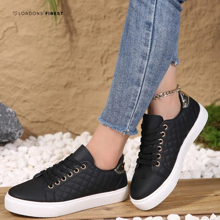 Daphne women's orthopedic shoes in black with ergonomic support design, side view