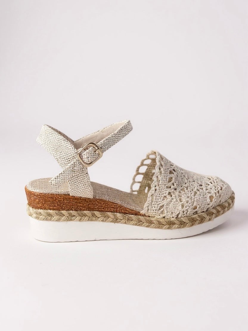 Darby boho sandals in beige, top-down flat lay on light background