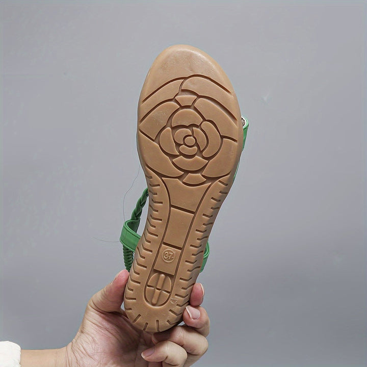 Size chart for Darby rhinestone woven sandals showing US women sizes 5 through 12 with CM and EU conversions