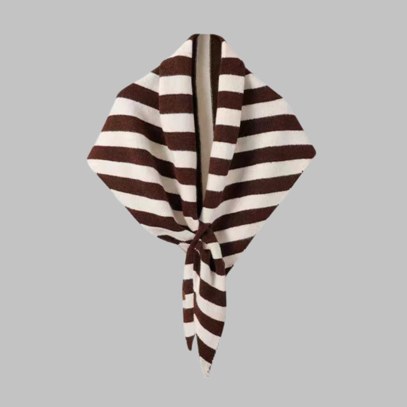 Close-up detail of black striped shawl drape and fringe