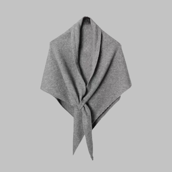 Gray striped shawl showing drape and lightweight silhouette