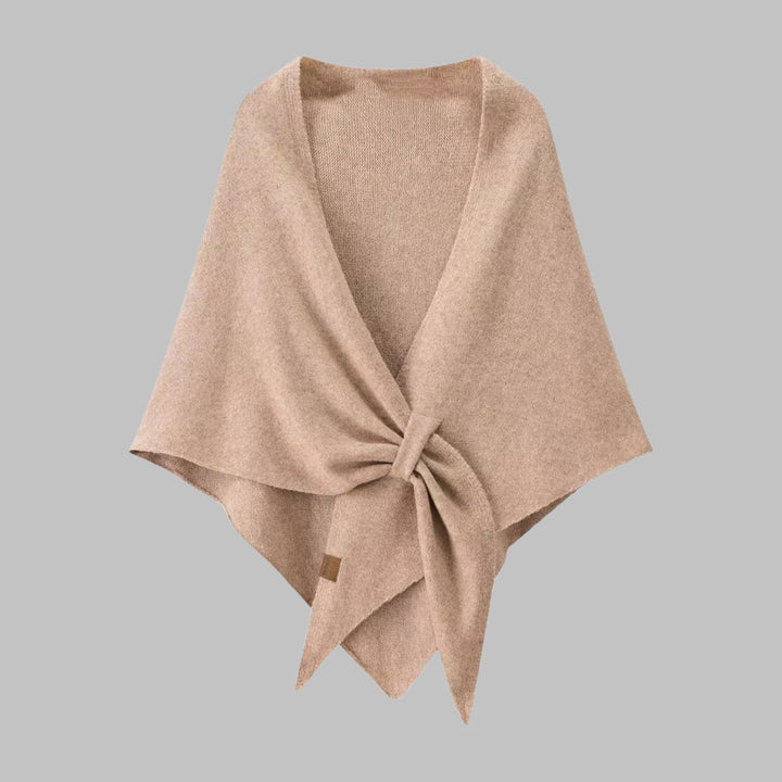 Solid black triangle shawl draped elegantly over shoulders