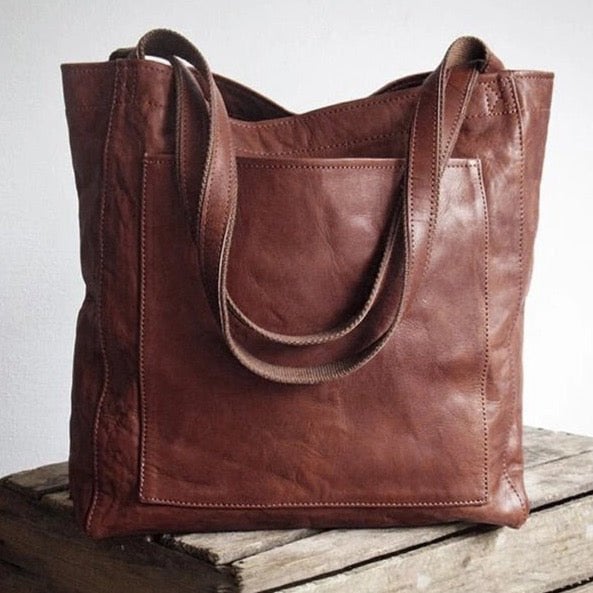 Close-up of Debbie shoulder bag showing scratch-resistant leather texture and refined silhouette