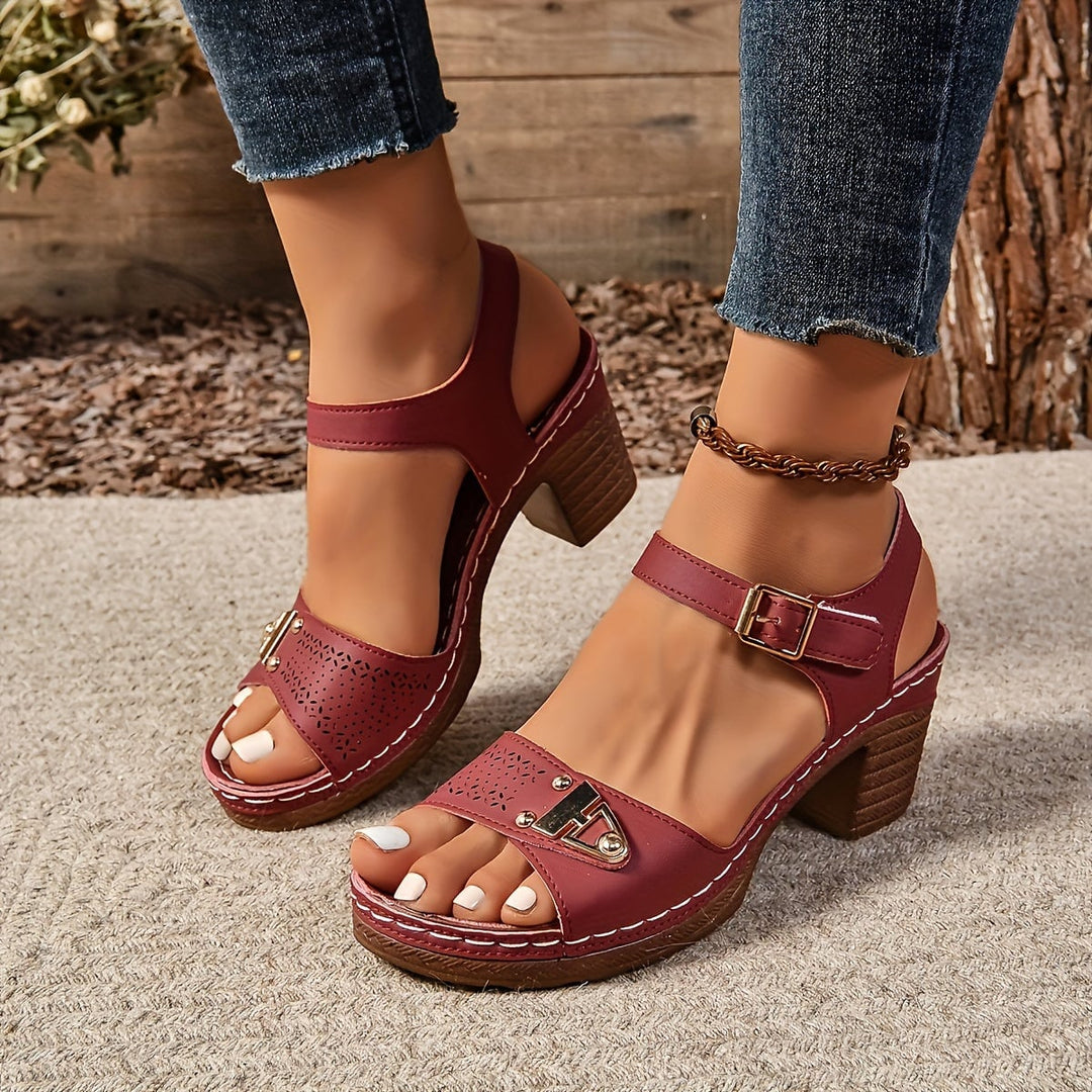 Demi women's sandal in crimson, bold color front view