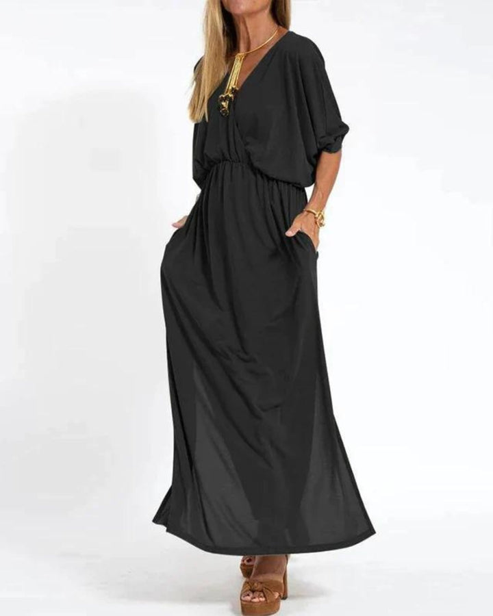 Model posing in the Denise long maxi dress, showcasing its versatile everyday style