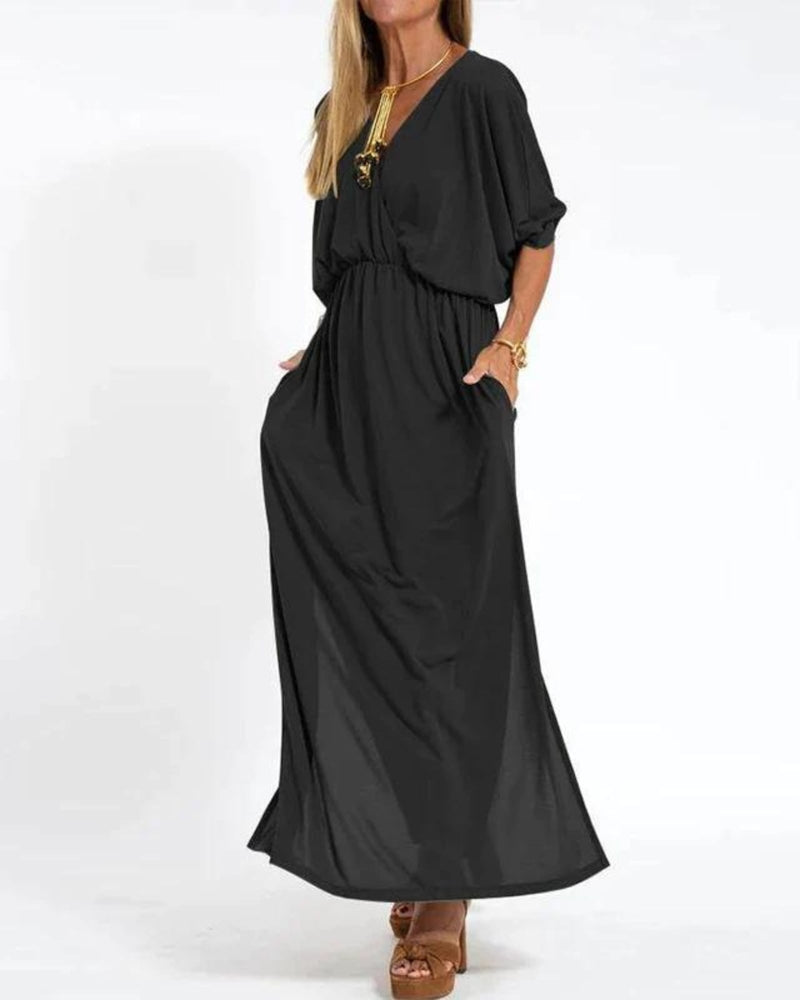 Model posing in the Denise long maxi dress, showcasing its versatile everyday style