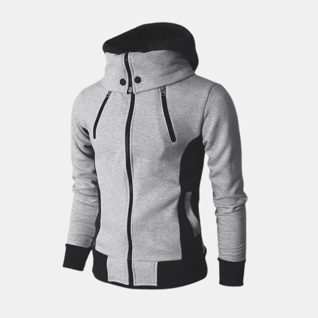 Front view of the Dorian Sport Jacket in grey, lightweight and insulated for outdoor activity and casual wear