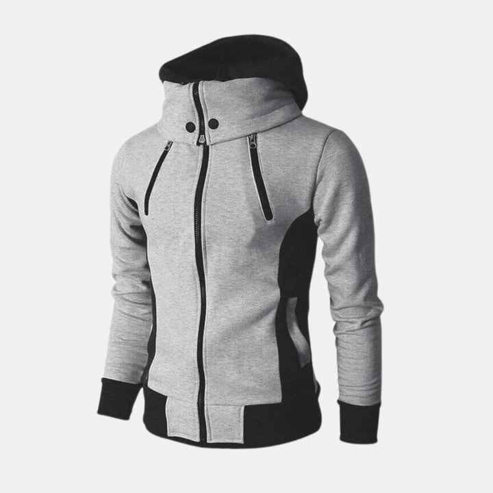 Front view of the Dorian Sport Jacket in grey, lightweight and insulated for outdoor activity and casual wear